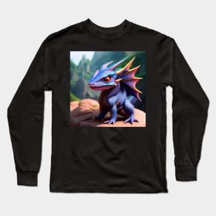 Blue and Purple Baby Horned Dragon Long Sleeve T-Shirt